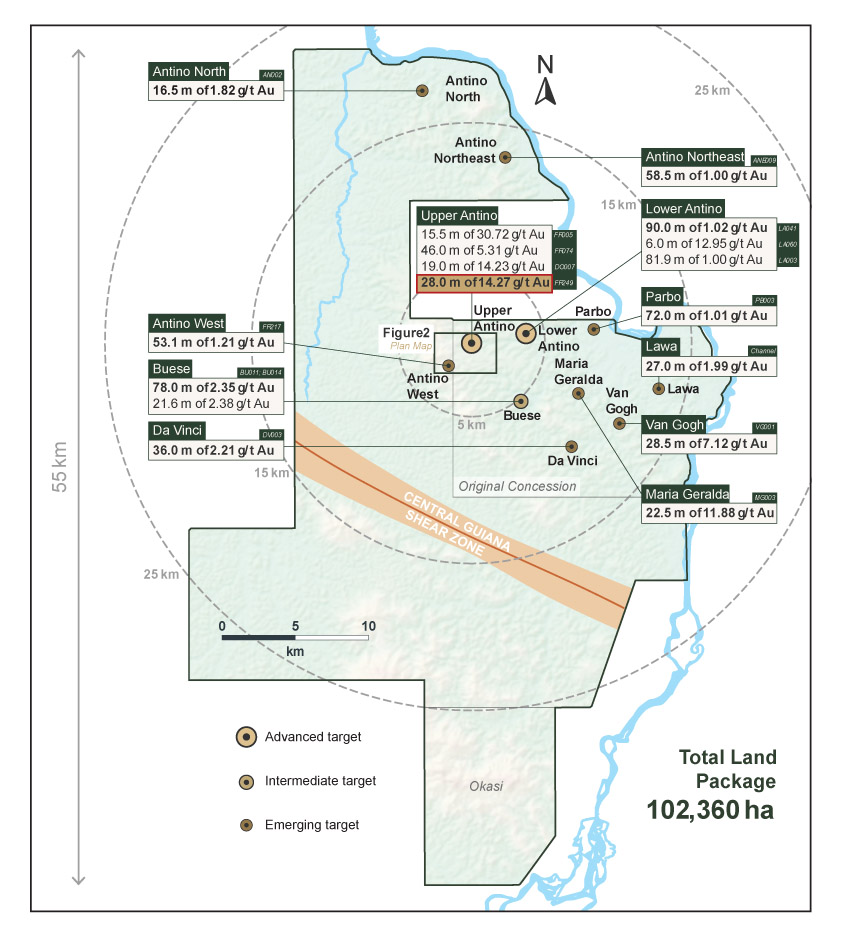 Antino Gold Project Property Map